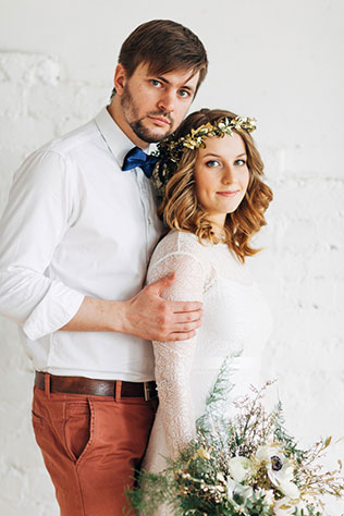 Свадебная фотосессия в стиле бохо, жених и невеста