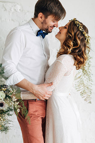 Свадебная фотосессия в стиле бохо, жених и невеста