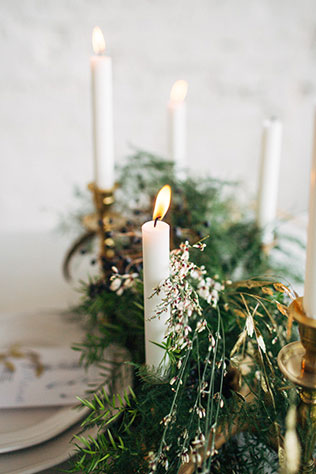 Свадебная фотосессия в стиле бохо, декор стола, свечи, флористика