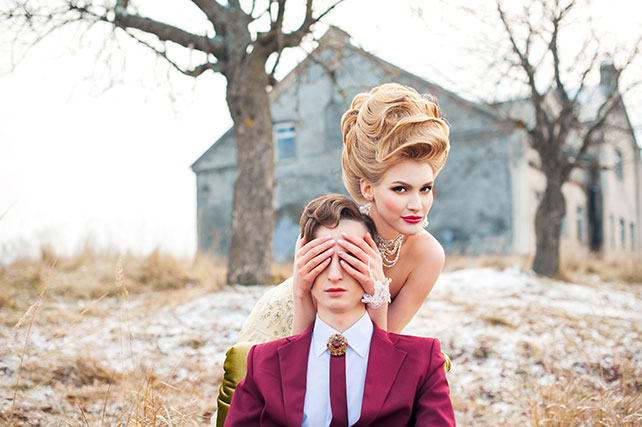 свадебная фотосессия в стиле Марии-Антуанетты, жених и невеста