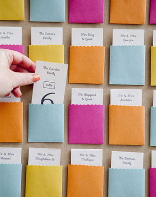 свадебная полиграфия, рассадочные карточки