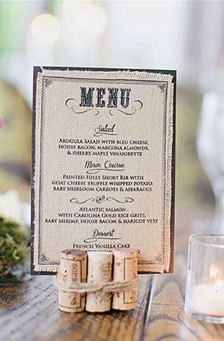 свадебная полиграфия, меню для гостей