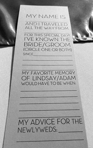 свадебная полиграфия, свадебная анкета для гостей