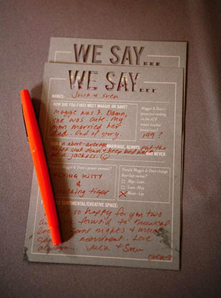 свадебная полиграфия, свадебная анкета для гостей