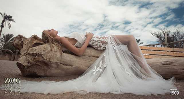 Свадебные платья Zoog Bridal 2015, полупрозрачная юбка, вышевка