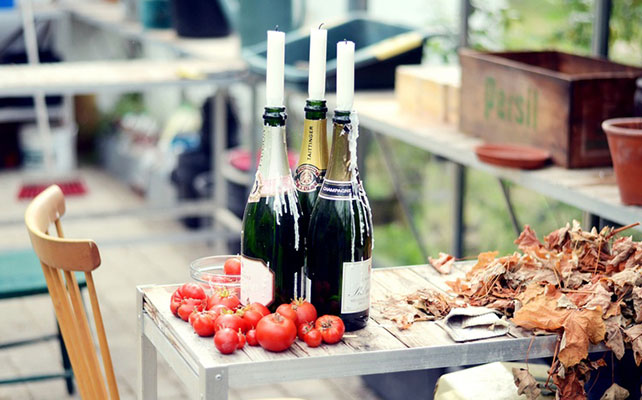 подсвечники из винных бутылок