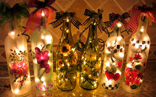 подсвечники из винных бутылок