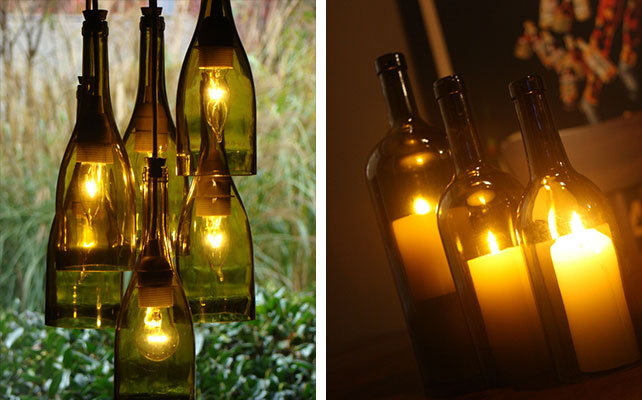 подсвечники из винных бутылок