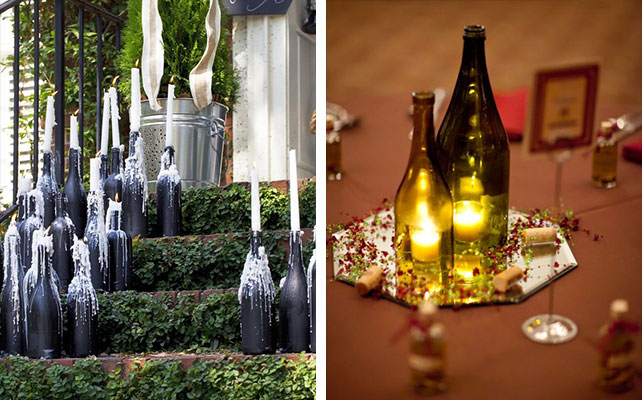 подсвечники из винных бутылок