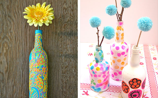 вазы из винных бутылок
