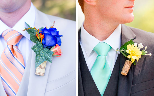 бутоньерка жениха из винной пробки