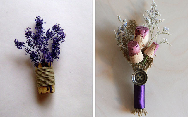 бутоньерка жениха из винной пробки