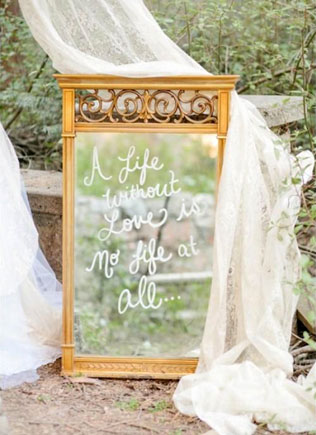 Свадебные тренды 2015 - каллиграфия, зеркало с надписью