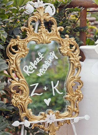Свадебные тренды 2015 - каллиграфия, зеркало с надписью