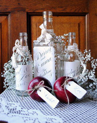 Свадебные тренды 2015 - каллиграфия, яблоки, бутылки