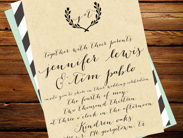 Свадебные тренды 2015 - каллиграфия, приглашение
