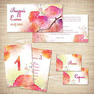 Свадебные тренды 2015 - акварельные приглашения