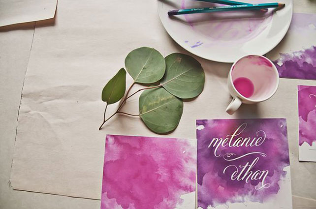 Свадебные тренды 2015 - акварельные приглашения