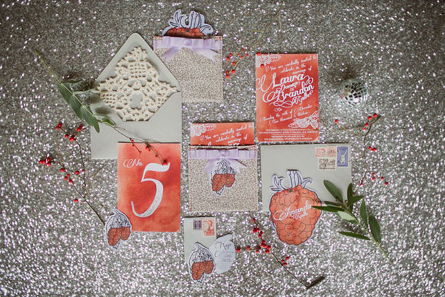 Свадебные тренды 2015 - акварельные приглашения, малинки