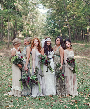Свадебные тренды 2015 - стиль бохо, подружки невесты