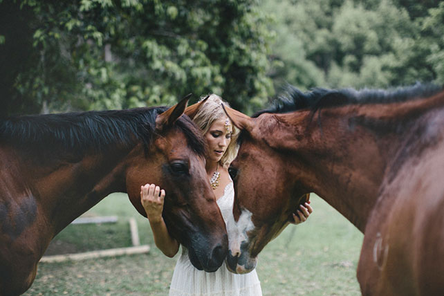 Свадебные тренды 2015 - стиль бохо, невеста с лошадьми