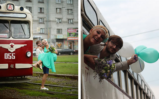 необычный свадебный кортеж