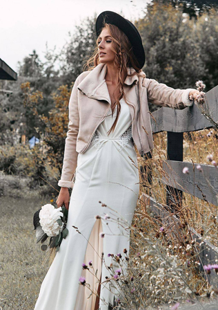 зимний образ невесты, невеста в дубленке 