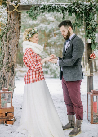 зимний образ невесты, невеста в жакете 