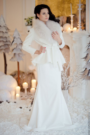 зимний образ невесты, невеста в жакете 