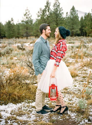 зимний образ невесты, невеста в клетчатой рубашке 