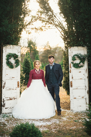 зимний образ невесты, невеста в клетчатой рубашке 