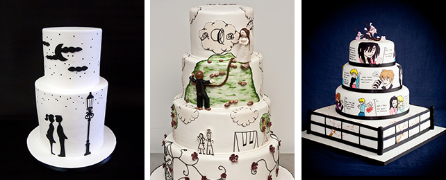 свадебный торт, расписанный вручную