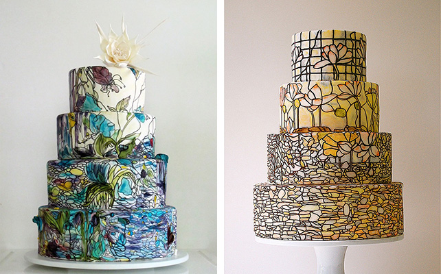 свадебный торт, расписанный вручную