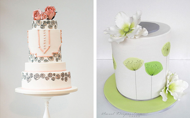 свадебный торт, расписанный вручную