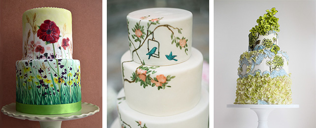 свадебный торт, расписанный вручную