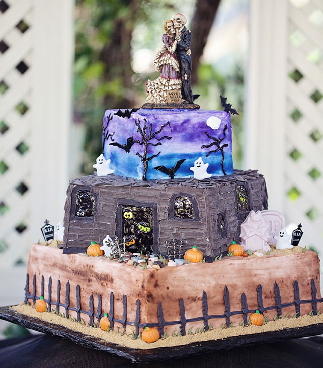 свадебный торт, расписанный вручную