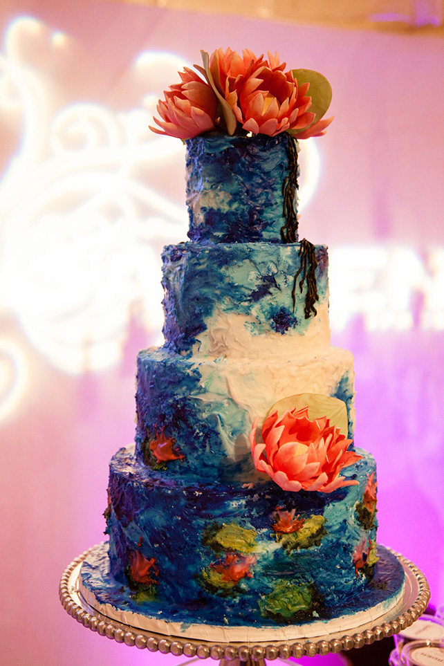 свадебный торт, расписанный вручную