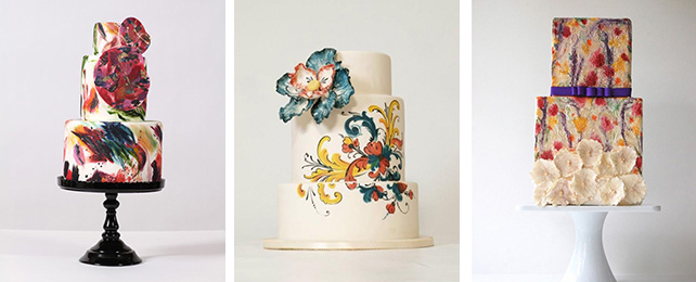 свадебный торт, расписанный вручную