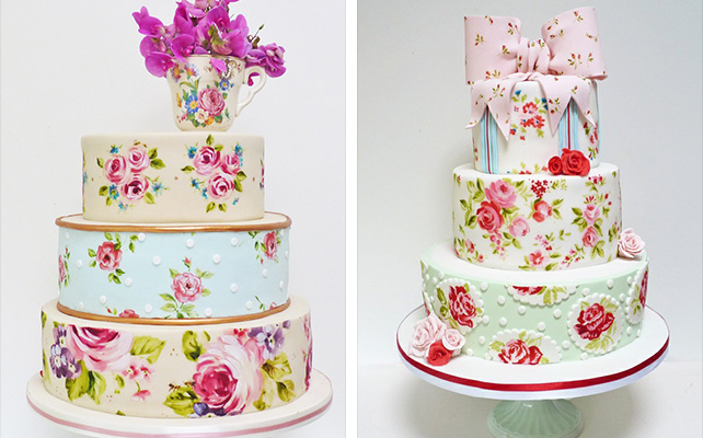 свадебный торт, расписанный вручную