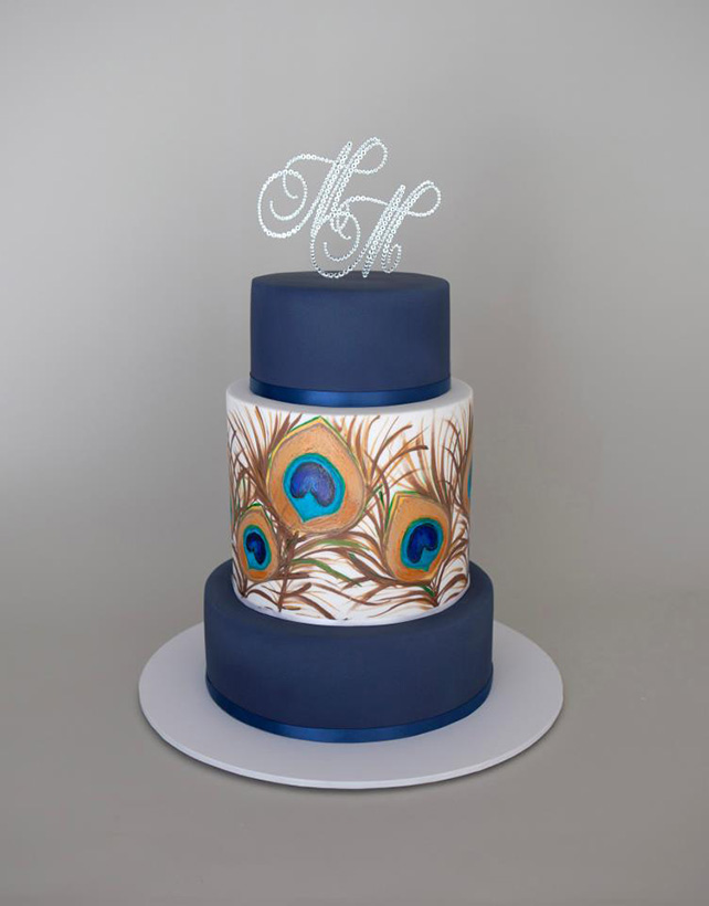 свадебный торт, расписанный вручную