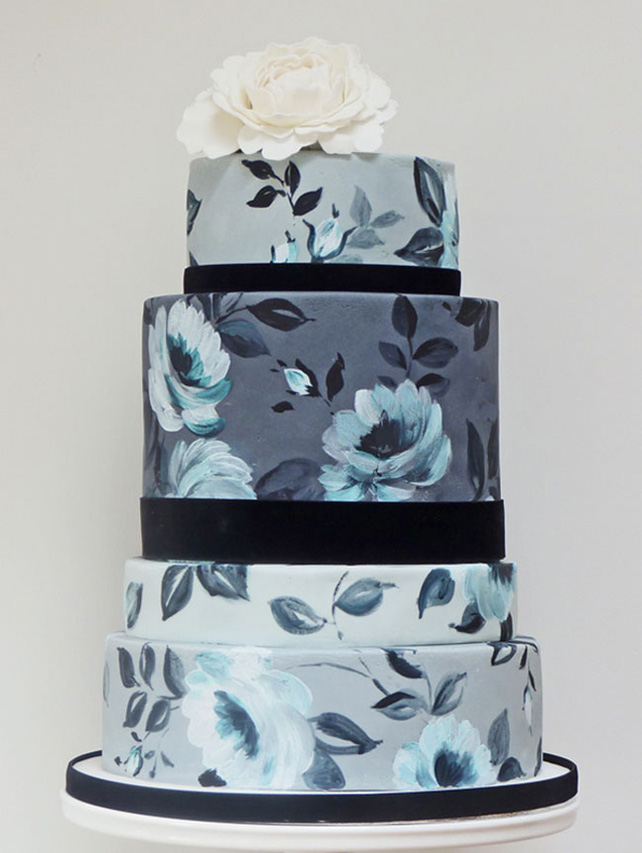 свадебный торт, расписанный вручную