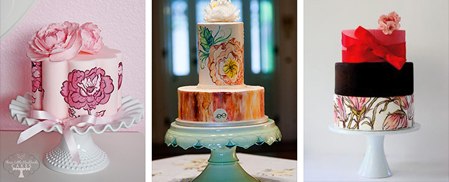 свадебный торт, расписанный вручную