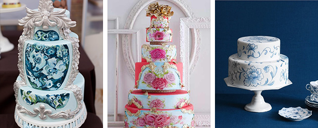 свадебный торт, расписанный вручную