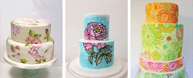 свадебный торт, расписанный вручную