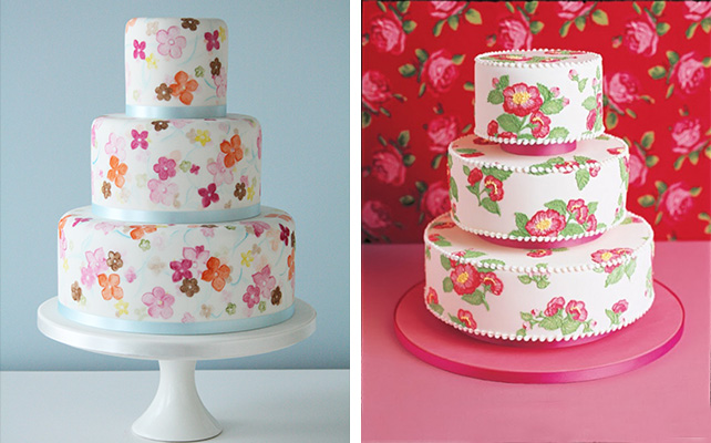 свадебный торт, расписанный вручную