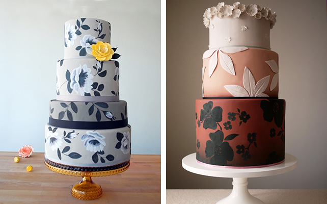 свадебный торт, расписанный вручную