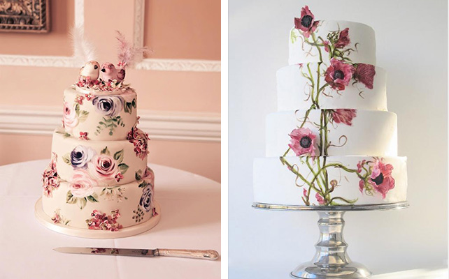 свадебный торт, расписанный вручную
