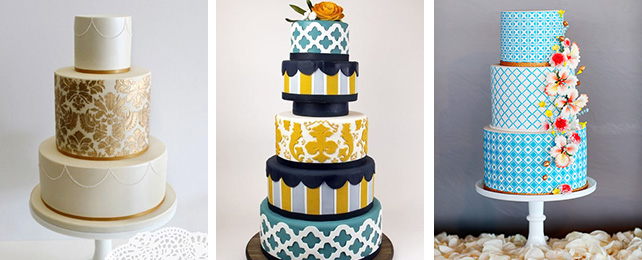 свадебный торт, расписанный вручную