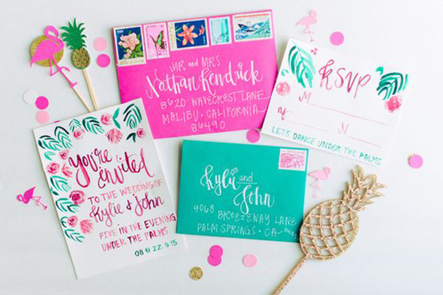 36 идей для свадебной полиграфии в тропическом стиле 