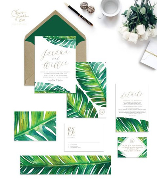 36 идей для свадебной полиграфии в тропическом стиле 